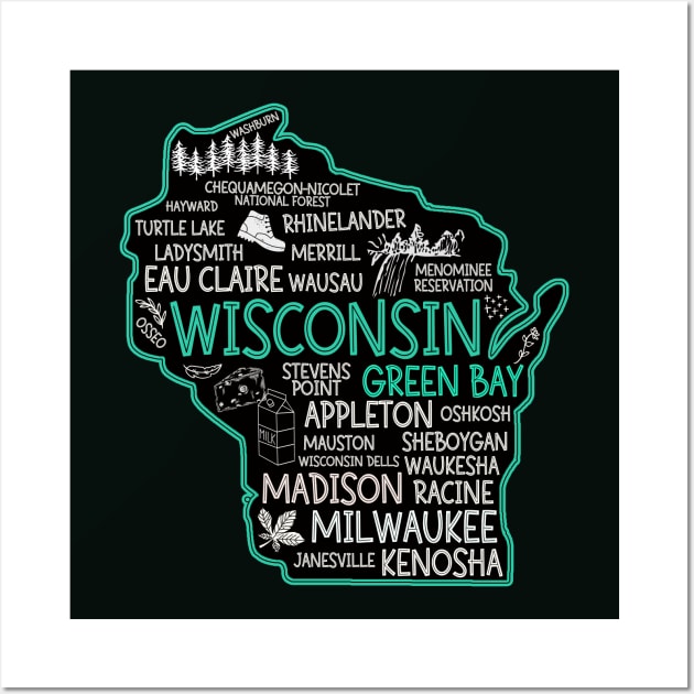 Green Bay Wisconsin cute Osseo, Kenosha, Racine, Appleton, Waukesha, Eau Claire, Oshkosh, Janesville Wall Art by BoogieCreates